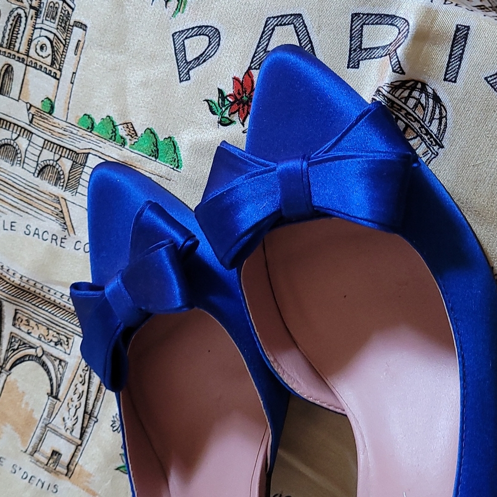 Shoes Size 7 Pumps Bow Decor Blue Prom